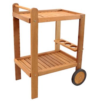 Sunnydaze 2 tier Malaysian Hardwood Indoor And Outdoor Serving Cart
