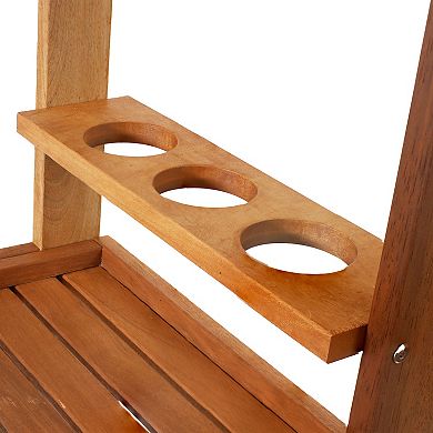 Sunnydaze Malaysian Hardwood Indoor/outdoor 2-tier Serving Cart