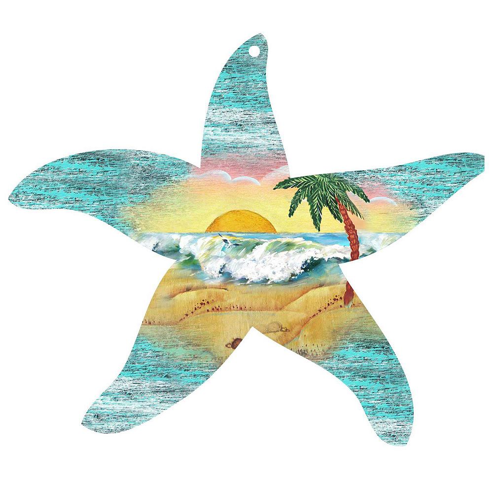 Starfish Coastal 24-Inch Handcrafted Wooden Door Decor by G. DeBrekht