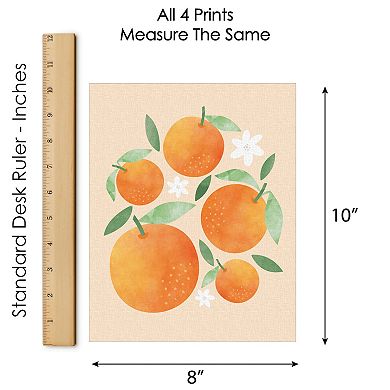 Big Dot of Happiness Little Clementine - Unframed Orange Citrus Kitchen Linen Paper Wall Art - Set of 4 - Artisms - 8 x 10 inches