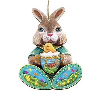 Easter Bunny Holiday 24-Inch Handcrafted Wooden Door Decor by G. DeBrekht - Spring Decor