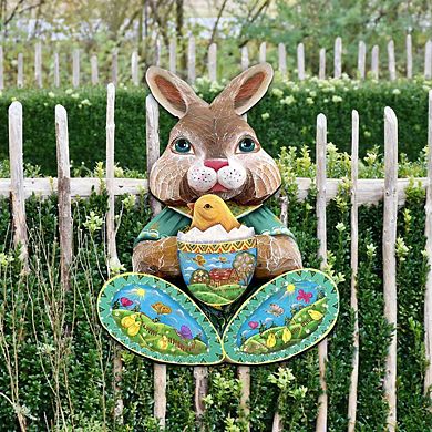 Easter Bunny Holiday 24-Inch Handcrafted Wooden Door Decor by G. DeBrekht - Spring Decor