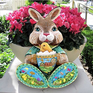 Easter Bunny Holiday 24-Inch Handcrafted Wooden Door Decor by G. DeBrekht - Spring Decor