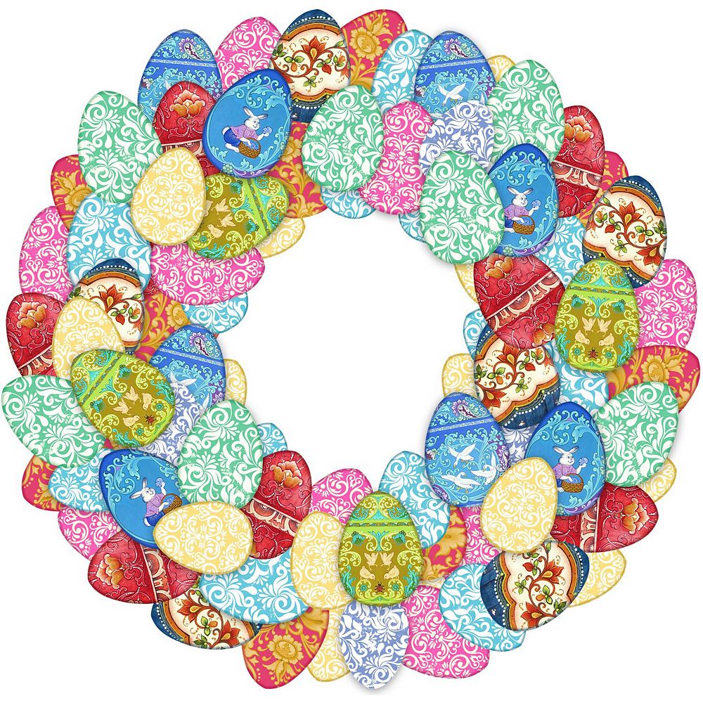 Easter Eggs Holiday 24-Inch Handcrafted Wooden Door Wreath by G ...