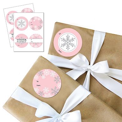 Big Dot Of Happiness Pink Winter Wonderland To & From Gift Tags Large Stickers 8 Ct