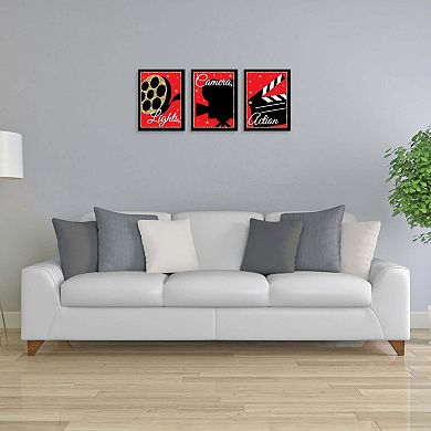 Big Dot of Happiness Red Carpet Hollywood - Movie Wall Art and Home Theater Room Decorations Ideas - 7.5 x 10 inches - Set of 3 Prints