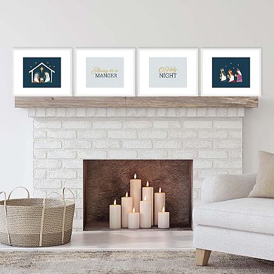 Big Dot of Happiness Holy Nativity - Unframed Manger Scene Religious Christmas Linen Paper Wall Art - Set of 4 - Artisms - 8 x 10 inches