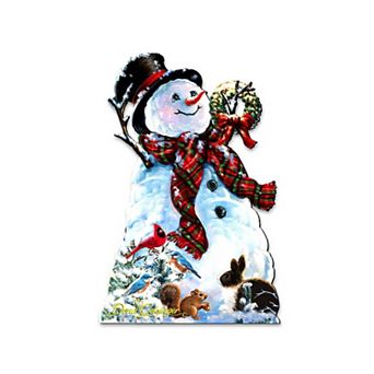 Old Fashioned Snowman 24" Wooden Door Decor by D. Gelsinger Handcrafted Festive Holiday Decor