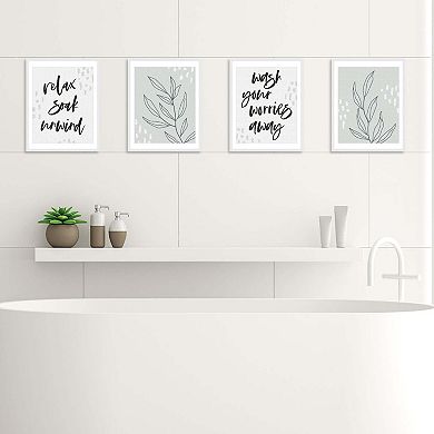 Big Dot of Happiness Relax Soak Unwind - Unframed Bathroom Linen Paper Wall Art - Set of 4 - Artisms - 8 x 10 inches