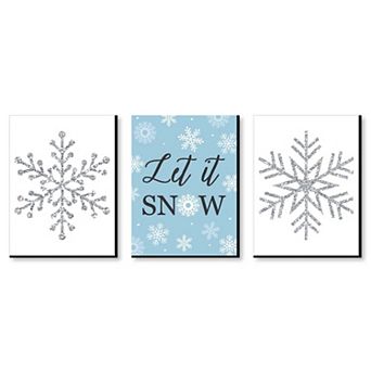 Big Dot of Happiness Winter Wonderland - Holiday Wall Art and Blue Snowflake Decorations - 7.5 x 10 in - Set of 3 Prints