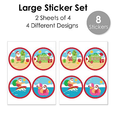 Big Dot Of Happiness Tropical Christmas Santa Party To And From Gift Tags Large Stickers 8 Ct