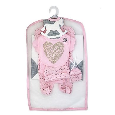 Baby Girls Golden Hearts Layette, 5 Piece Set