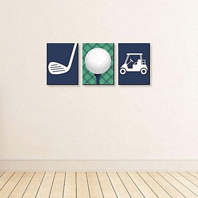 Big Dot of Happiness Par-Tee Time - Golf - Sports Nursery Wall Art, Kids Room Decor & Game Room Home Decor - 7.5 x 10 inches - Set of 3 Prints
