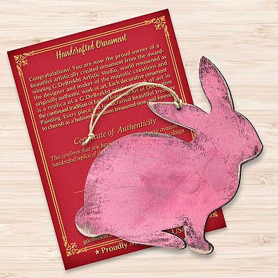 Pink Bunny Easter Wood Ornament G. DeBrekht - Designocracy