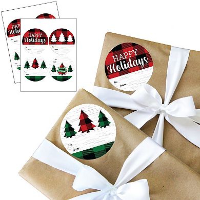 Big Dot Of Happiness Holiday Plaid Trees Christmas To & From Gift Tags Large Stickers 8 Ct