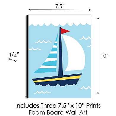Big Dot of Happiness Lighthouse, Sailboat and Anchor - Boy Nursery Wall Art and Nautical Kids Room Decor  - 7.5 x 10 inches - Set of 3 Prints
