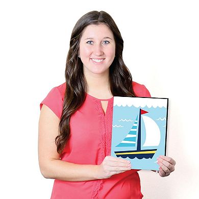 Big Dot of Happiness Lighthouse, Sailboat and Anchor - Boy Nursery Wall Art and Nautical Kids Room Decor  - 7.5 x 10 inches - Set of 3 Prints
