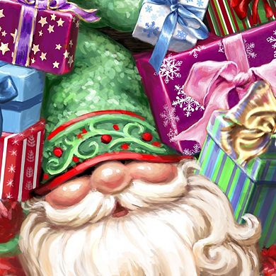 Gift Bag Gnome Dwarf Wreath Home Decor Large Ornament by D. Gelsinger - Christmas Decor