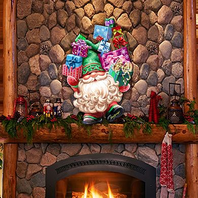Gift Bag Gnome Dwarf Wreath Home Decor Large Ornament by D. Gelsinger - Christmas Decor