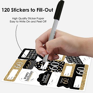 Big Dot Of Happiness Adult 60th Birthday Gold To & From Stickers 12 Sheets 120 Stickers