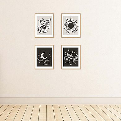 Big Dot of Happiness Good Morning Good Night - Unframed Bedroom Linen Paper Wall Art - Set of 4 - Artisms - 8 x 10 inches