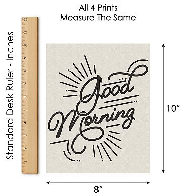 Big Dot of Happiness Good Morning Good Night - Unframed Bedroom Linen Paper Wall Art - Set of 4 - Artisms - 8 x 10 inches