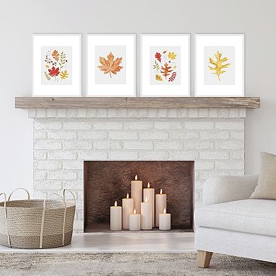 Big Dot of Happiness Fall Foliage - Unframed Autumn Leaves Linen Paper Wall Art - Set of 4 - Artisms - 8 x 10 inches