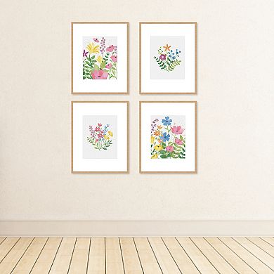 Big Dot of Happiness Wildflowers - Unframed Floral Nursery and Room Decor Linen Paper Wall Art - Set of 4 - Artisms - 8 x 10 inches