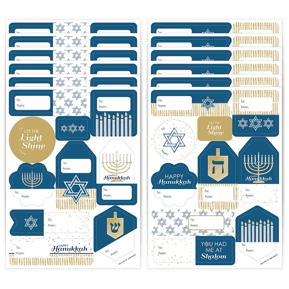 Big Dot Of Happiness Happy Hanukkah Chanukah Party Gift Tag Labels To And From 120 Stickers for Free Printable Hanukkah Gift Tags