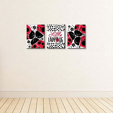 Big Dot of Happiness Happy Little Ladybug - Baby Girl Nursery Wall Art and Kids Room Decorations - Gift Ideas - 7.5 x 10 inches - Set of 3 Prints