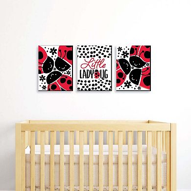 Big Dot of Happiness Happy Little Ladybug - Baby Girl Nursery Wall Art and Kids Room Decorations - Gift Ideas - 7.5 x 10 inches - Set of 3 Prints