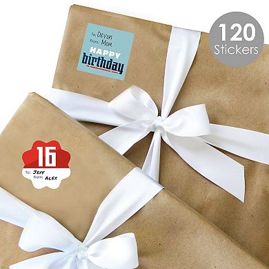 Big Dot Of Happiness Boy 16th Birthday Assorted To & From Stickers 12 Sheets 120 Stickers