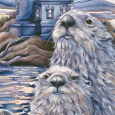 Starlight Otter Lighthouse Wall Hanger by J. Bergsma - Coastal Sea-Life Decor