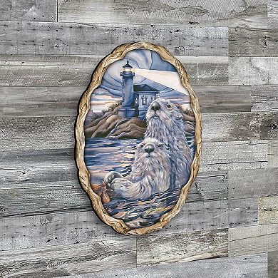 Starlight Otter Lighthouse Wall Hanger by J. Bergsma - Coastal Sea-Life Decor