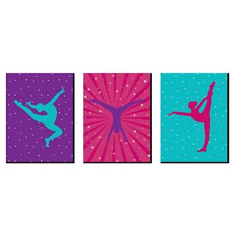 Big Dot of Happiness Gymnastics - Sports Themed Wall Art, Kids Room Set of 3 Prints