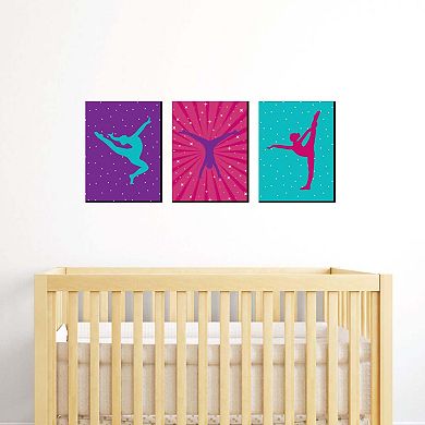 Big Dot of Happiness Tumble, Flip and Twirl - Gymnastics - Sports Themed Wall Art, Kids Room & Game Room Decor - 7.5 x 10 inches - Set of 3 Prints