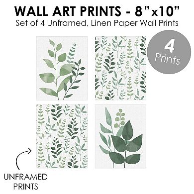 Big Dot of Happiness Boho Botanical - Unframed Greenery Linen Paper Wall Art - Set of 4 - Artisms - 8 x 10 inches