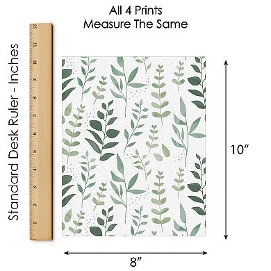 Big Dot of Happiness Boho Botanical - Unframed Greenery Linen Paper Wall Art - Set of 4 - Artisms - 8 x 10 inches