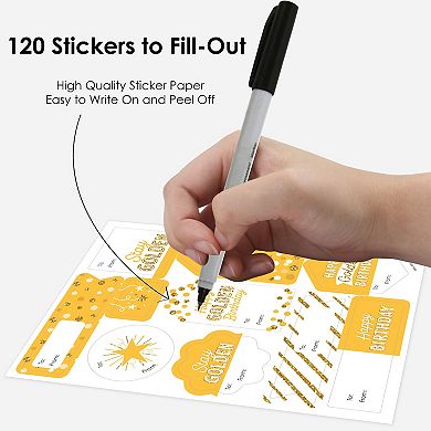 Big Dot Of Happiness Golden Birthday Party Gift Tag Labels To And From Stickers 120 Stickers