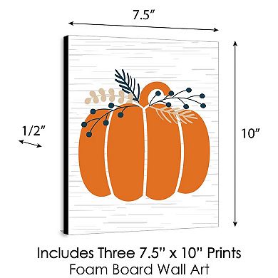 Big Dot of Happiness Happy Thanksgiving - Grateful and Blessed Wall Art, Pumpkin Room Decor and Fall Decorations - 7.5 x 10 inches - Set of 3 Prints