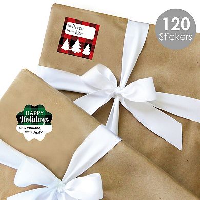 Big Dot Of Happiness Holiday Plaid Trees Christmas Party Gift Labels To And From 120 Stickers