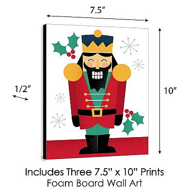 Big Dot of Happiness Christmas Nutcracker - Holiday Wall Art Room Decor - 7.5 x 10 inches - Set of 3 Prints