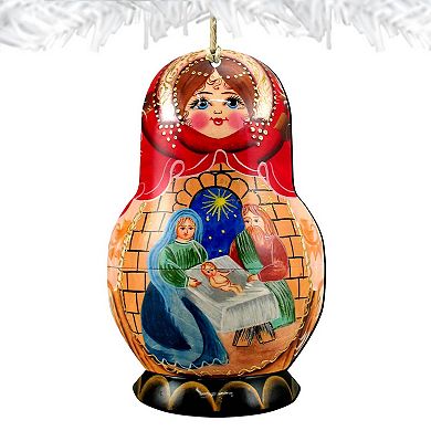 Nativity Nesting Doll Wooden Christmas Ornament by G. DeBrekht - Christmas Decor