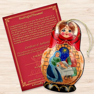 Nativity Nesting Doll Wooden Christmas Ornament by G. DeBrekht - Christmas Decor