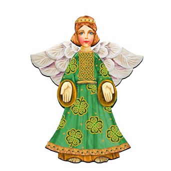 Irish Christmas Angel 24-Inch Handcrafted Wooden Decor Hanger by G. DeBrekht - Celtic Decor