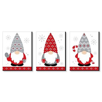 Big Dot of Happiness Christmas Gnomes - Holiday Wall Art Room Decor - 7.5 x 10 in - Set of 3 Prints