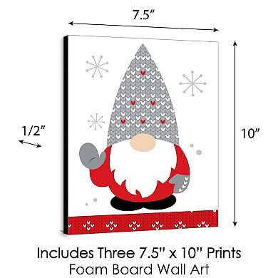 Big Dot of Happiness Christmas Gnomes - Holiday Wall Art Room Decor - 7.5 x 10 inches - Set of 3 Prints