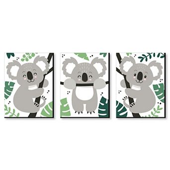 Big Dot of Happiness Koala Cutie - Bear Nursery and Kids Room - 7.5 x 10 in - Wall Art Set of 3 Prints