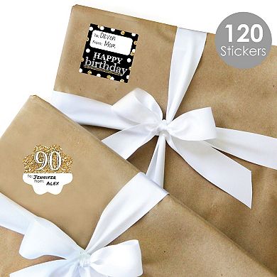 Big Dot Of Happiness Adult 90th Birthday Gold To & From Stickers 12 Sheets 120 Stickers