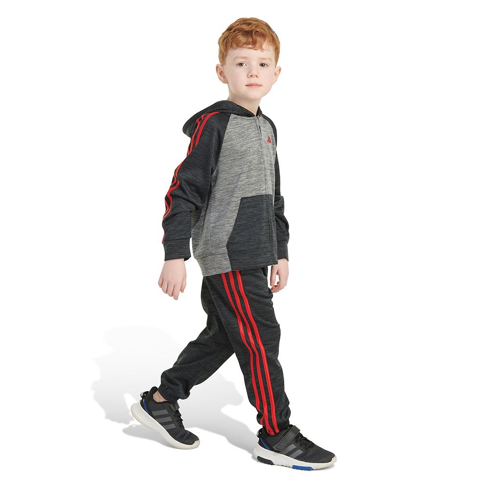 Boys 4-7 adidas Melange Fleece Zip-Up Hoodie Jogger Pants Set